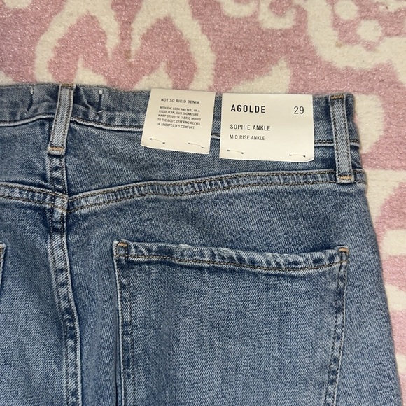 NWT AGOLDE - SOPHIE MID RISE ANKLE in Coastal - Picture 9 of 12